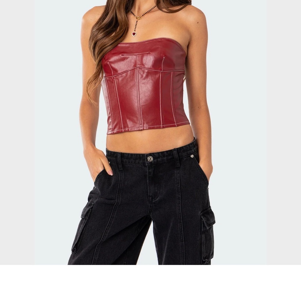 Edikted Red Bustier Crop Top